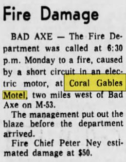 Coral Gables Motel (Apple Creek Inn) - Mar 1970 Small Fire